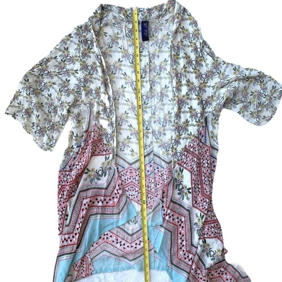 Francesca’s Blue Rain Floral Boho Chic Long Floral Kimono Size Small - Picture 13 of 16